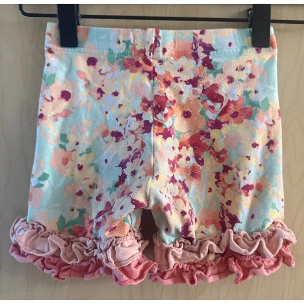 Matilda Jane Ruffle Floral Shorties Blue And Pink Size 4